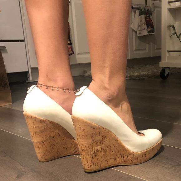 Stuart Weitzman Shoes - Stuart Weitzman White Patent Platform Wedges NWOB
